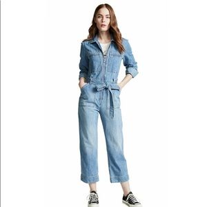 Free People Slouchy Zip Coveralls Denim NWT 0 BLUE
